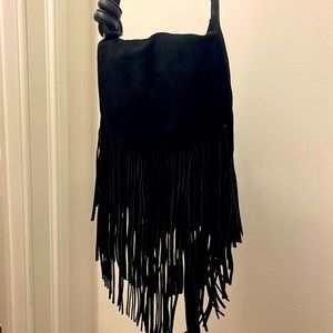 Perfect condition, hardly used Mode Luxe black bag with fringe.